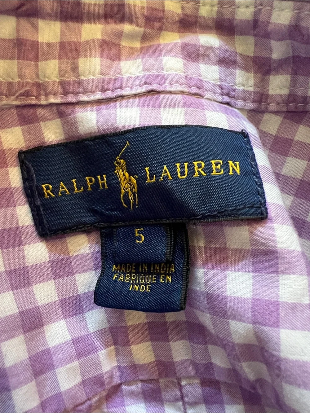 Ralph Lauren Kids Lavender and White Gingham Button-Down Shirt